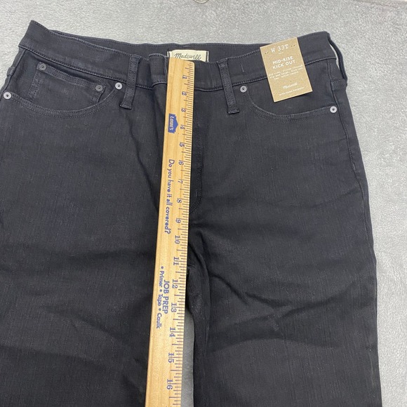 Madewell Jeans Womens 33 Tall Black Kick Out Crop‎ Cali Demi Flare NM810 - Picture 8 of 13